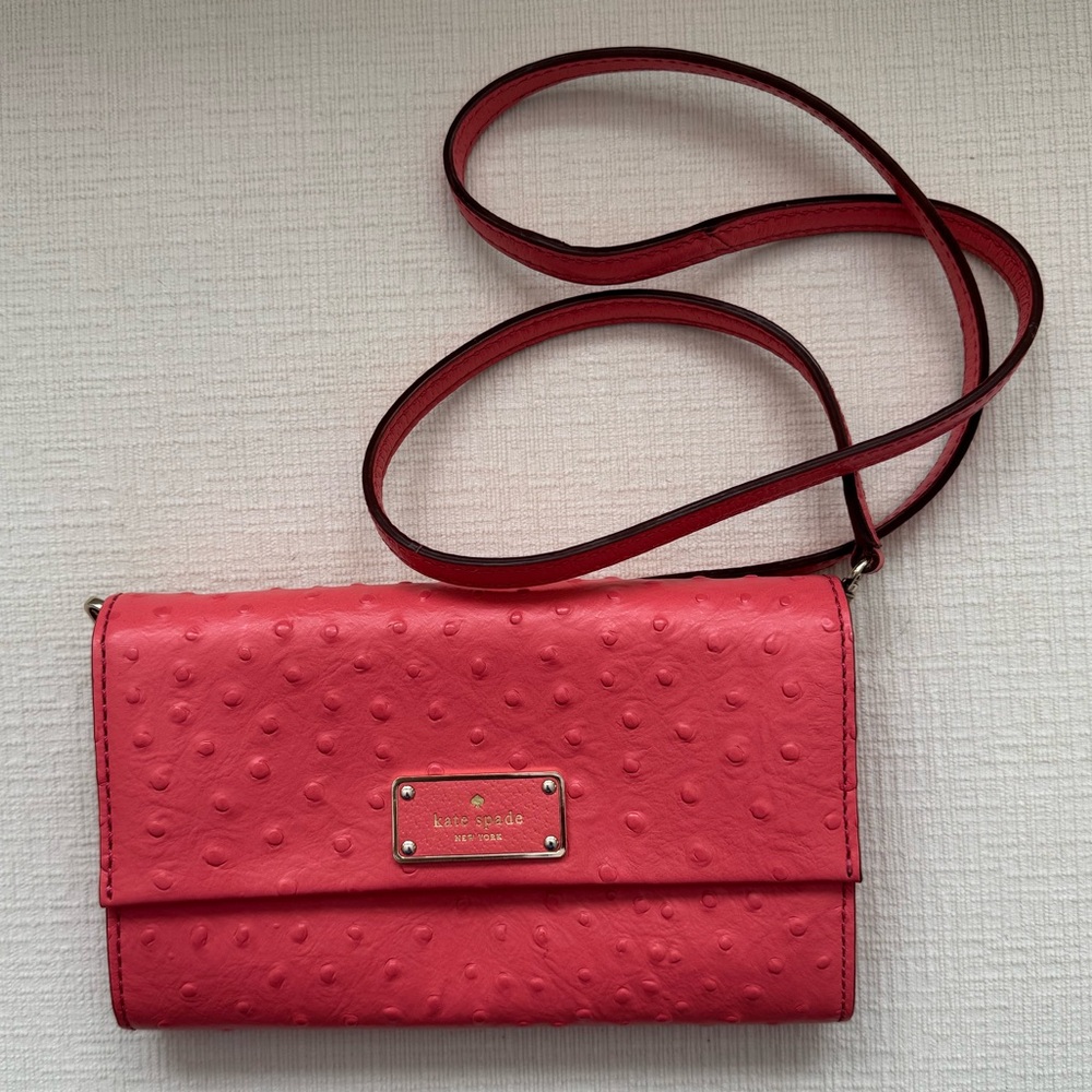 KATE SPADE pink ostrich crossbody